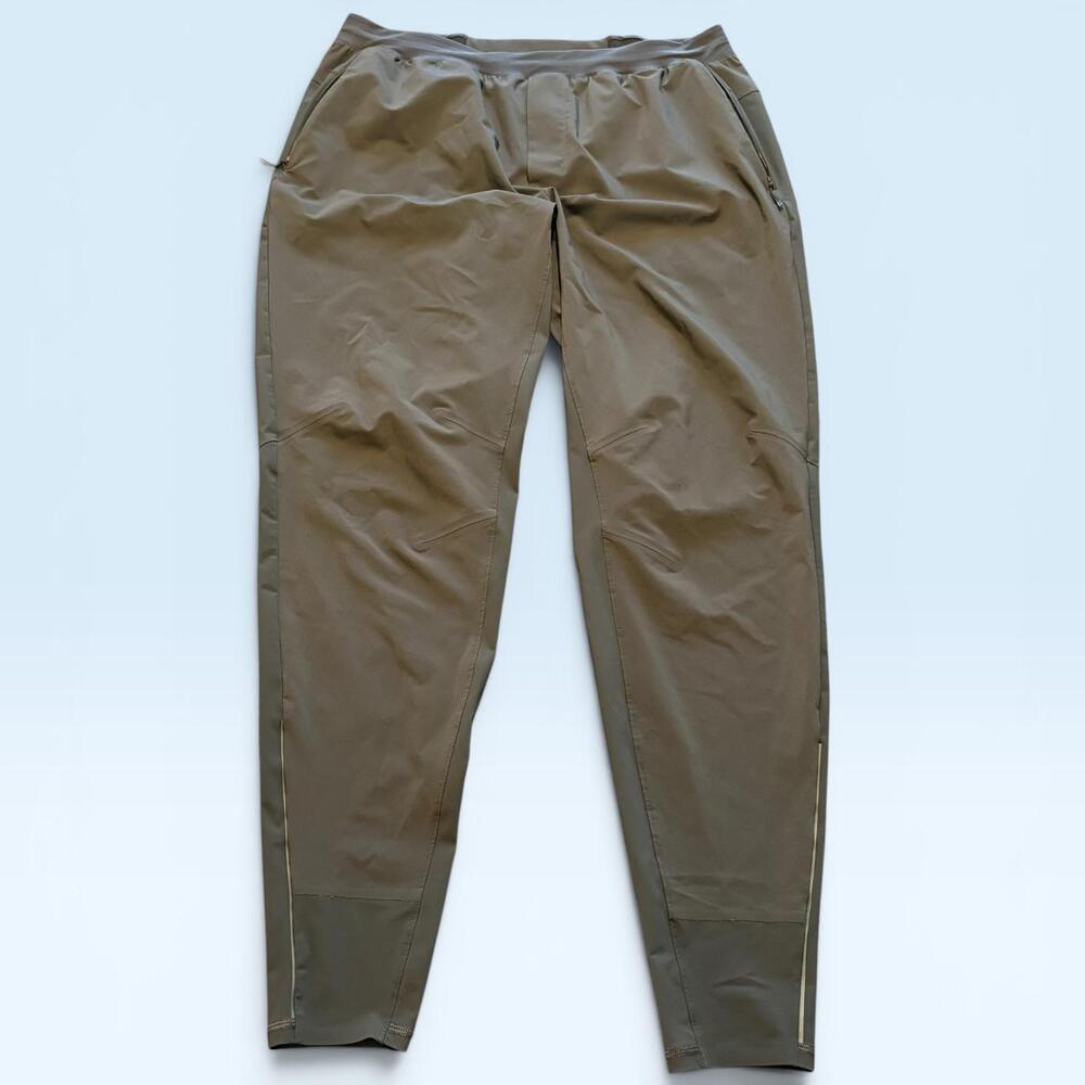 Lululemon Track Pants Mens XL Gray Woven Elastic Waist Zip Pockets Reflective